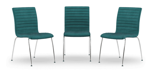 3 green chairs